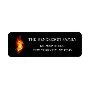 Fire Peacock Feather Return Address Label