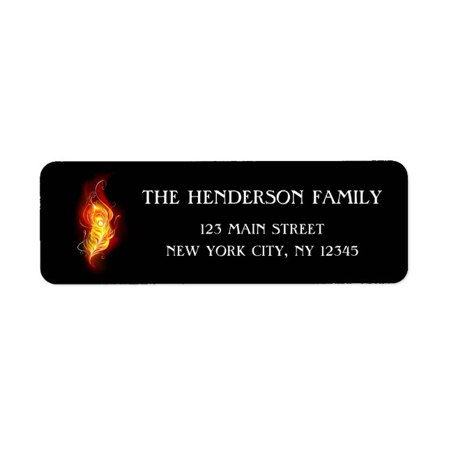 Fire Peacock Feather Return Address Label (Front)