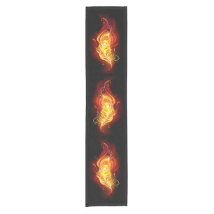 Fire Peacock Feather Short Table Runner