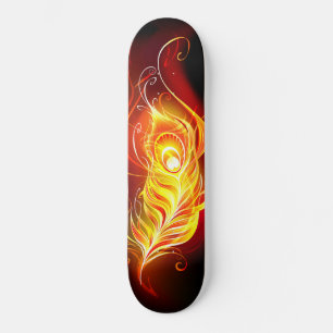 Fire Peacock Feather Skateboard