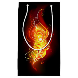 Fire Peacock Feather Small Gift Bag