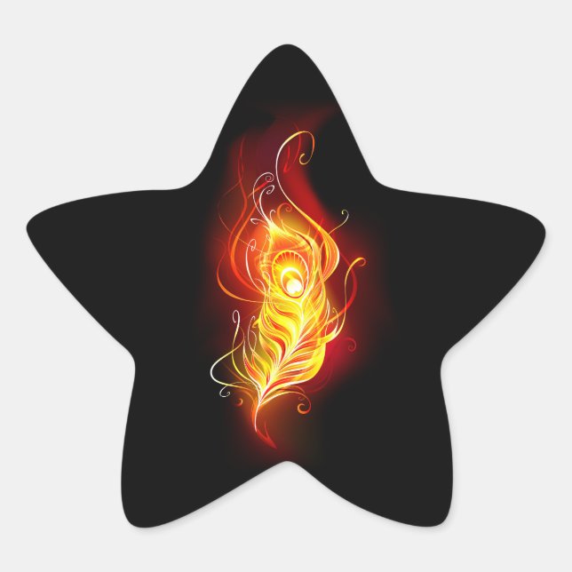 Fire Peacock Feather Star Sticker (Front)