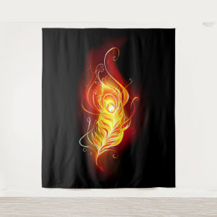 Fire Peacock Feather Tapestry