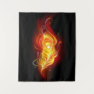 Fire Peacock Feather Tapestry