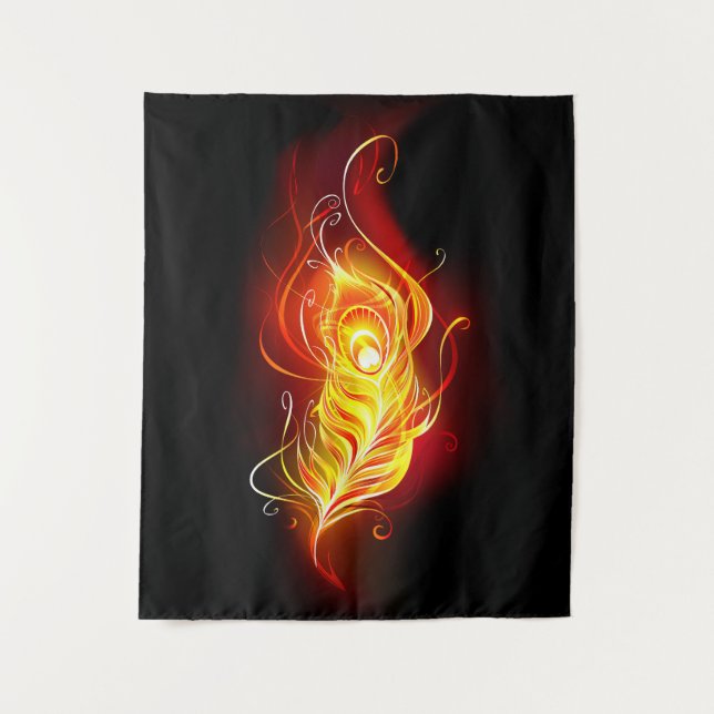 Fire Peacock Feather Tapestry (Front)