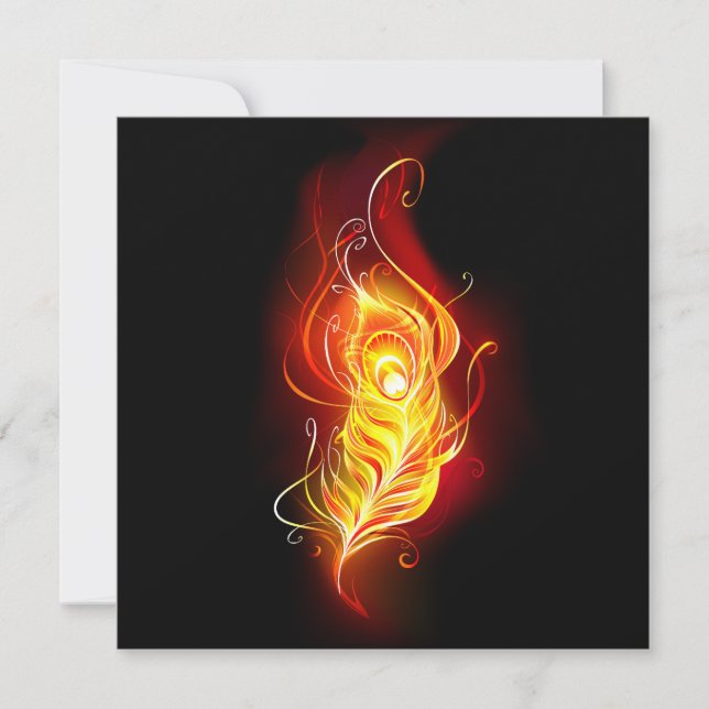Fire Peacock Feather Thank You Card (Front)