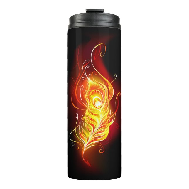 Fire Peacock Feather Thermal Tumbler (Front)