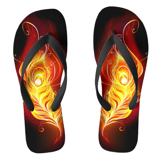 Fire Peacock Feather Thongs (Footbed)