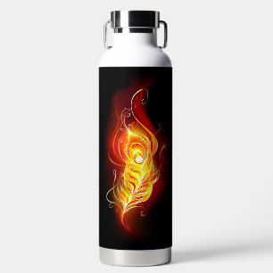 Fire Peacock Feather Water Bottle