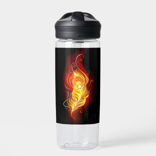 Fire Peacock Feather Water Bottle (Front)