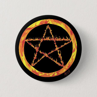 Fire Pentacle 6 Cm Round Badge