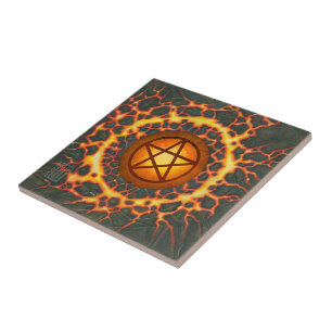 Fire Pentacle Ceramic Tile
