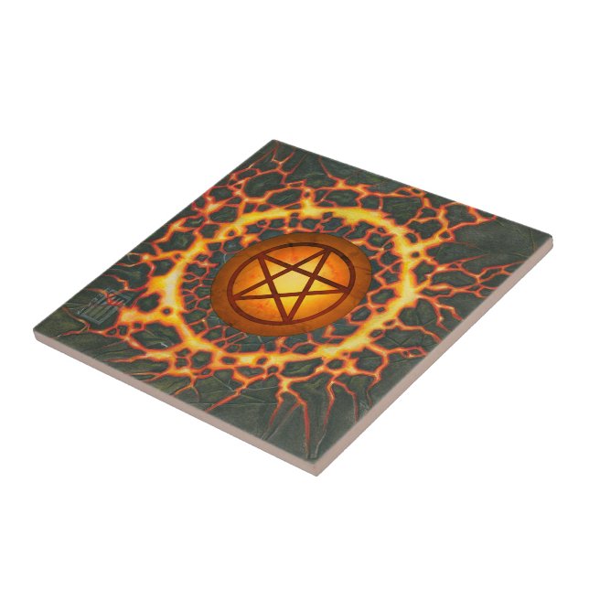 Fire Pentacle Ceramic Tile (Side)