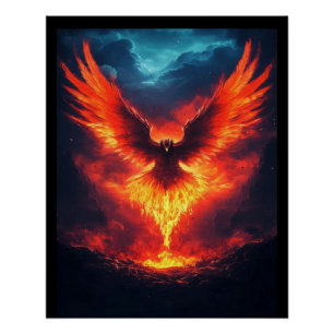 Fire Phoenix Rising, Customisable Poster