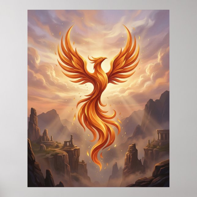 Fire Phoenix Sacred Cliffs Poster (Front)