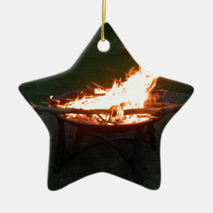 Fire pit bonfire image ceramic ornament