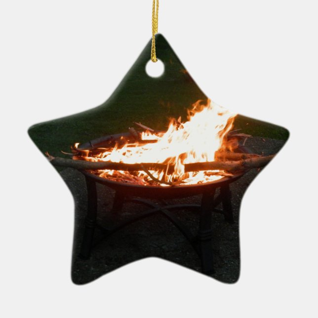 Fire pit bonfire image ceramic ornament (Front)