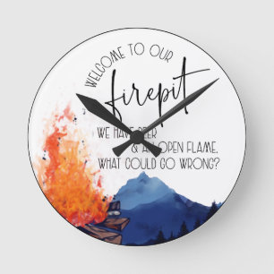 Fire Pit Round Clock
