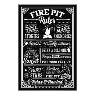 Fire Pit Rules - beige Photo Print
