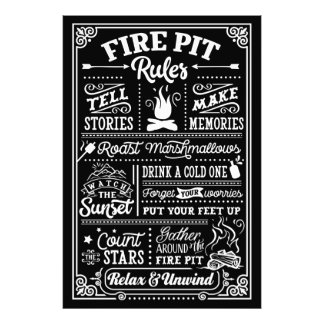 Fire Pit Rules - beige Photo Print