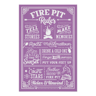 Fire Pit Rules - beige Poster