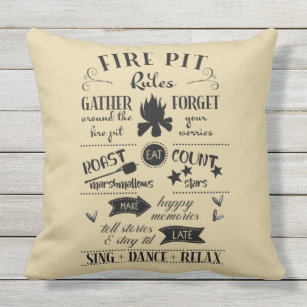 Fire Pit Rules Navy Sand Personalised Outdoor Cushion