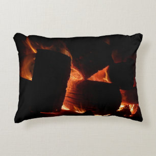 Fire Pit Winter Burning Logs Decorative Cushion
