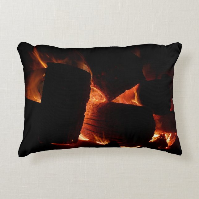 Fire Pit Winter Burning Logs Decorative Cushion (Front)
