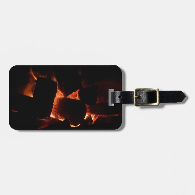 Fire Pit Winter Burning Logs Luggage Tag (Front Horizontal)