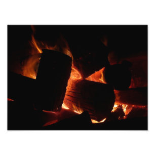 Fire Pit Winter Burning Logs Photo Print