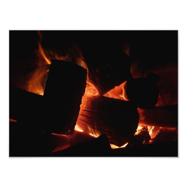 Fire Pit Winter Burning Logs Photo Print (Front)