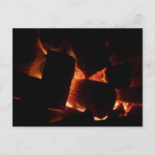 Fire Pit Winter Burning Logs Postcard