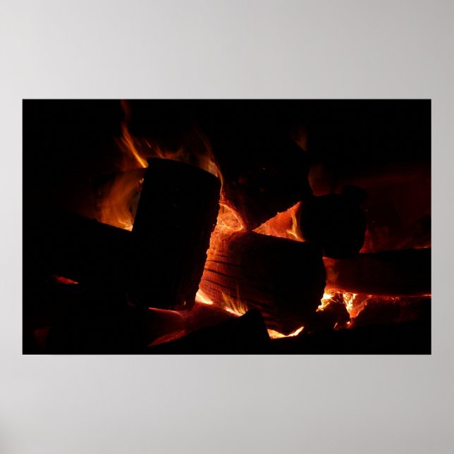 Fire Pit Winter Burning Logs Poster (Front)