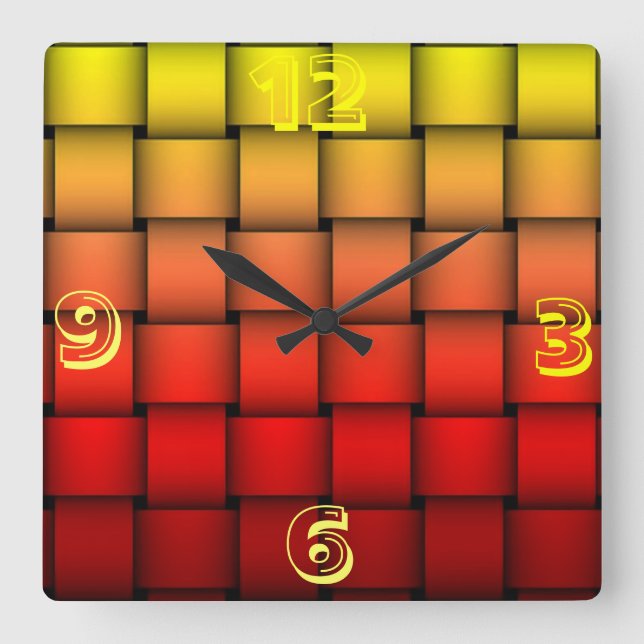 Fire Plaid Happy Birthday Square Wall Clock (Front)