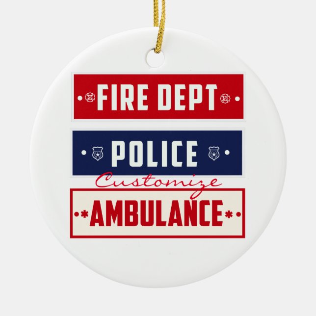 Fire Police Ambulance Thunder_Cove Ceramic Ornament (Front)