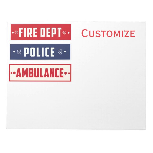 Fire Police Ambulance Thunder_Cove  Notepad (Front)