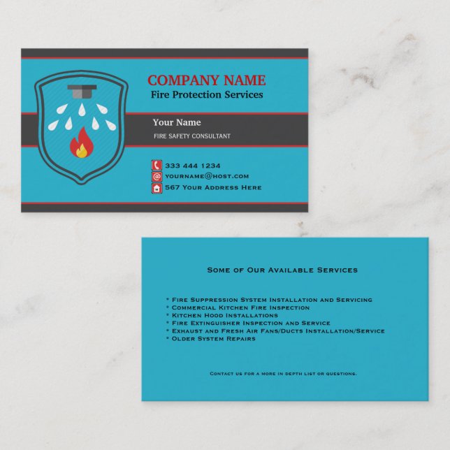 Fire Protection Shield Business Card 2 (Front/Back)