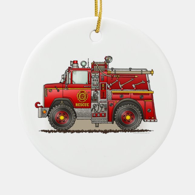 Fire Pumper Rescue Truck Ornament (Front)