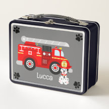 Fire Puppy And His Firetruck Metal Lunchbox