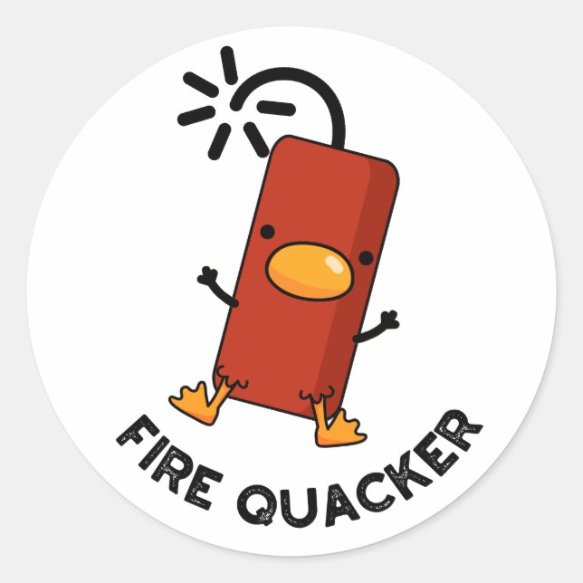 Fire Quacker Funny Fireworks Pun  Classic Round Sticker (Front)