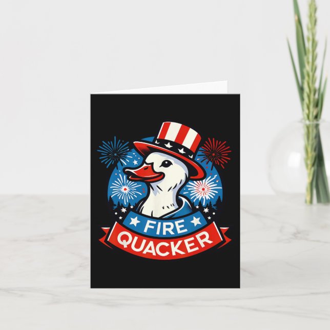 Fire Quacker Funny Fourth Of July Duck Patriotic U Card (Front)
