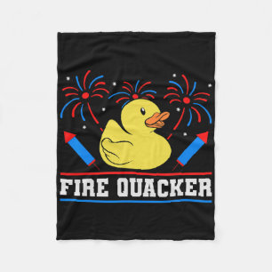 Fire Quacker Rubber Duck 4th Of July Firework Fleece Blanket