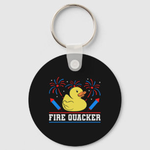 Fire Quacker Rubber Duck 4th Of July Firework Key Ring