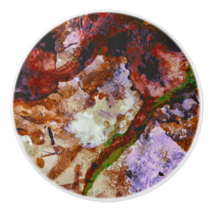 Fire Quartz Crystal Geode Marble Abstract Ceramic Knob