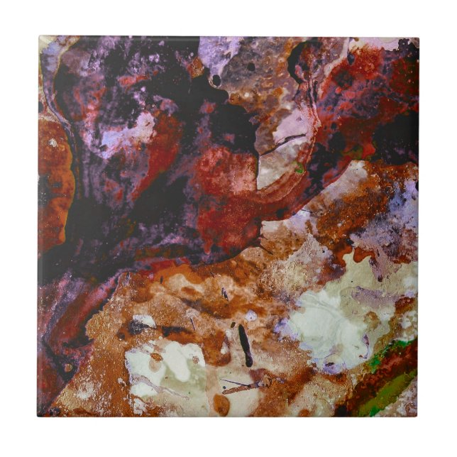 Fire Quartz Crystal Geode Marble Abstract Ceramic Tile (Front)
