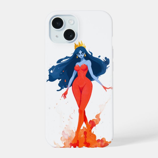 Fire Queen Phone Case, Bold Feminine Art iPhone 15 Case (Back)