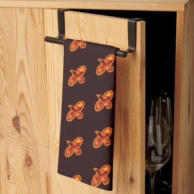 Fire Raven Tea Towel (Thirds Fold)