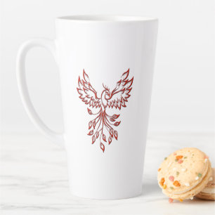 Fire Red Phoenix Latte Mug
