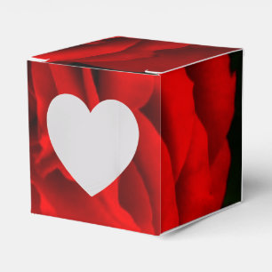 Fire Red Rose-Square Heart Favour Box