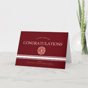 Fire Rescue Academy Custom Red Congrats Card